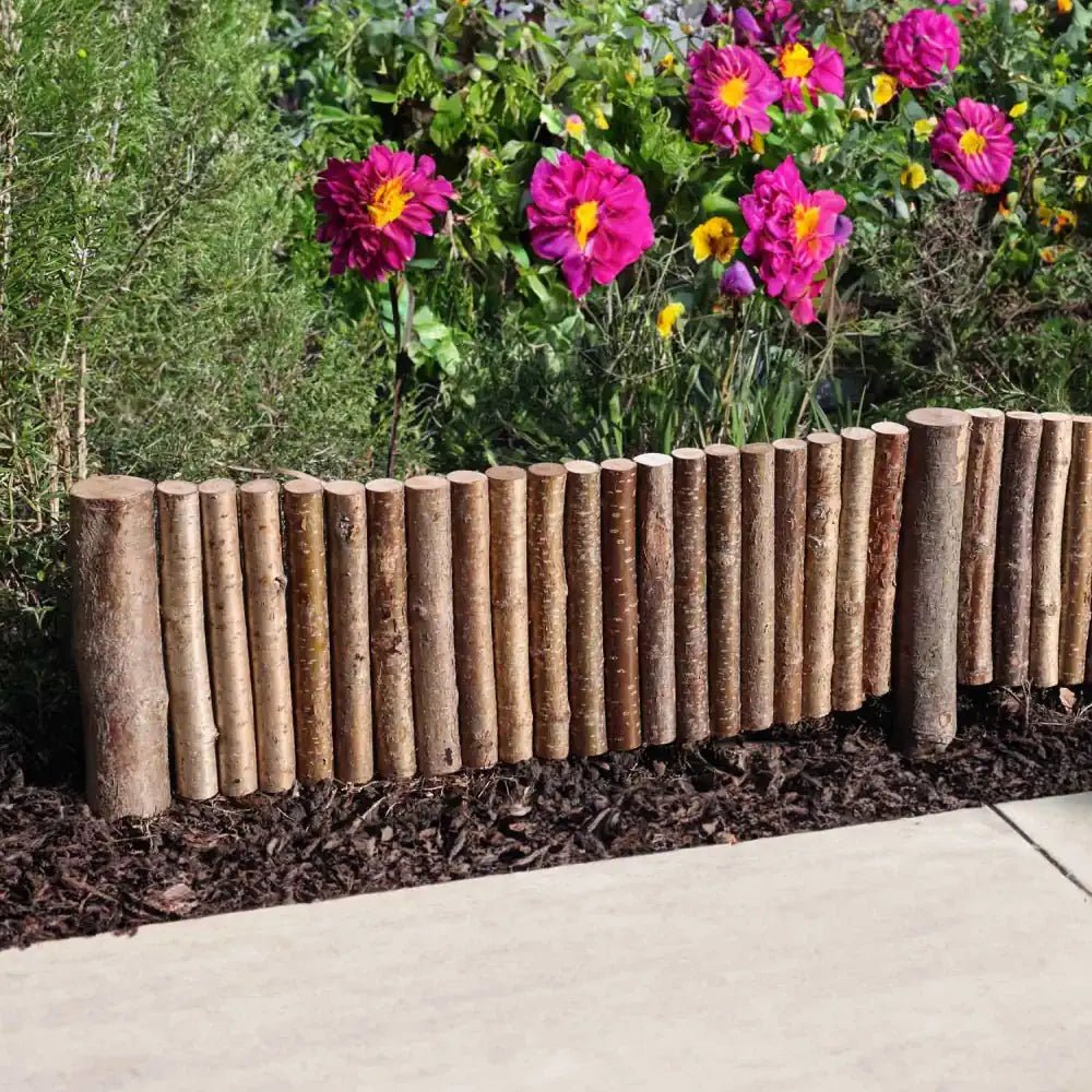 Hazel Log Roll Flexible Lawn Edging – 20cm Height