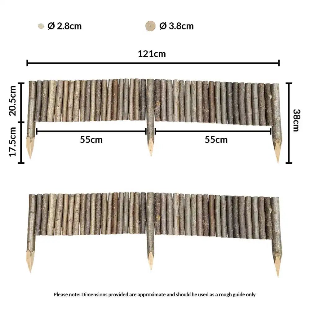 Hazel Log Roll Flexible Lawn Edging – 20cm Height