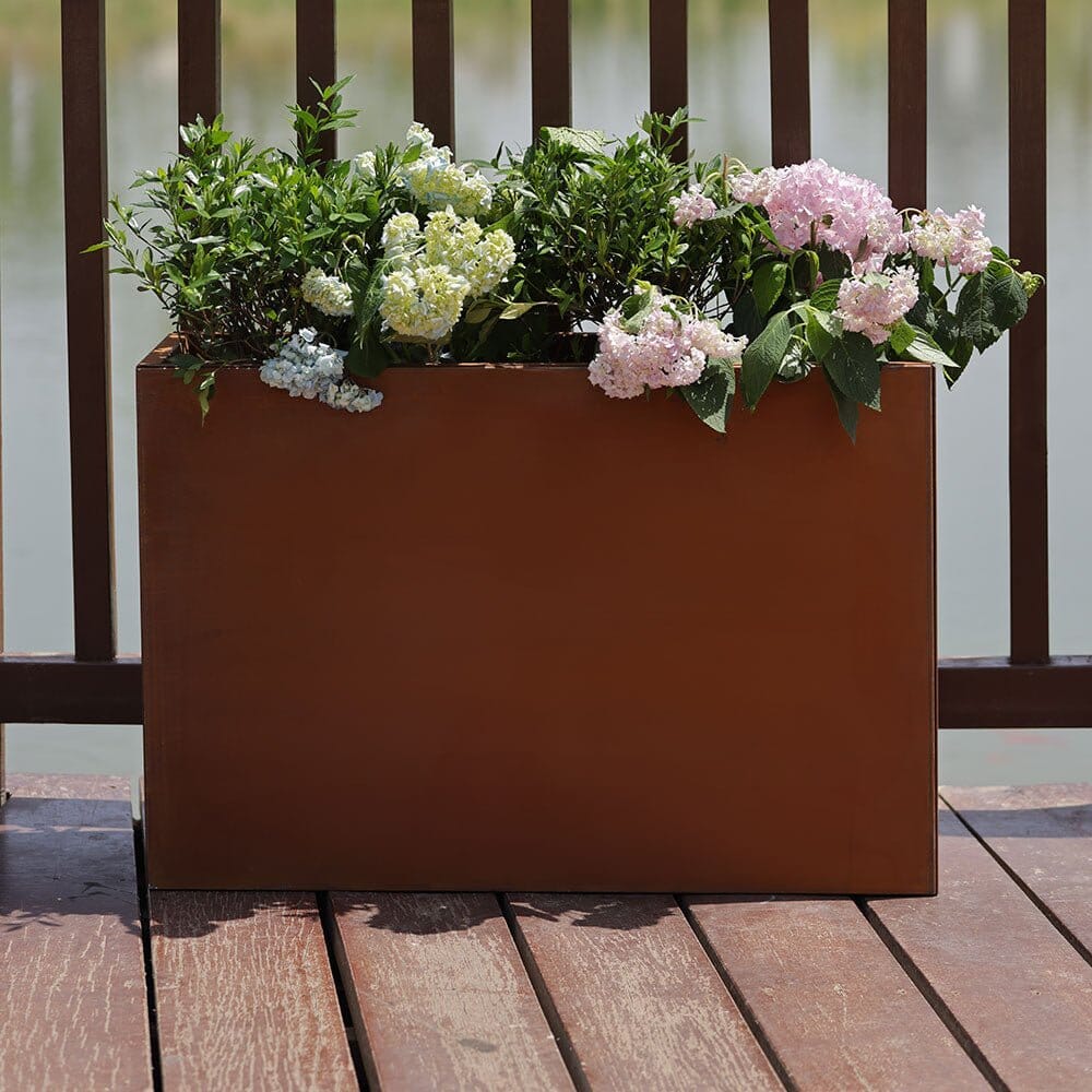 Pre-Rusted Corten Steel Straight Edge Tall Trough Planter