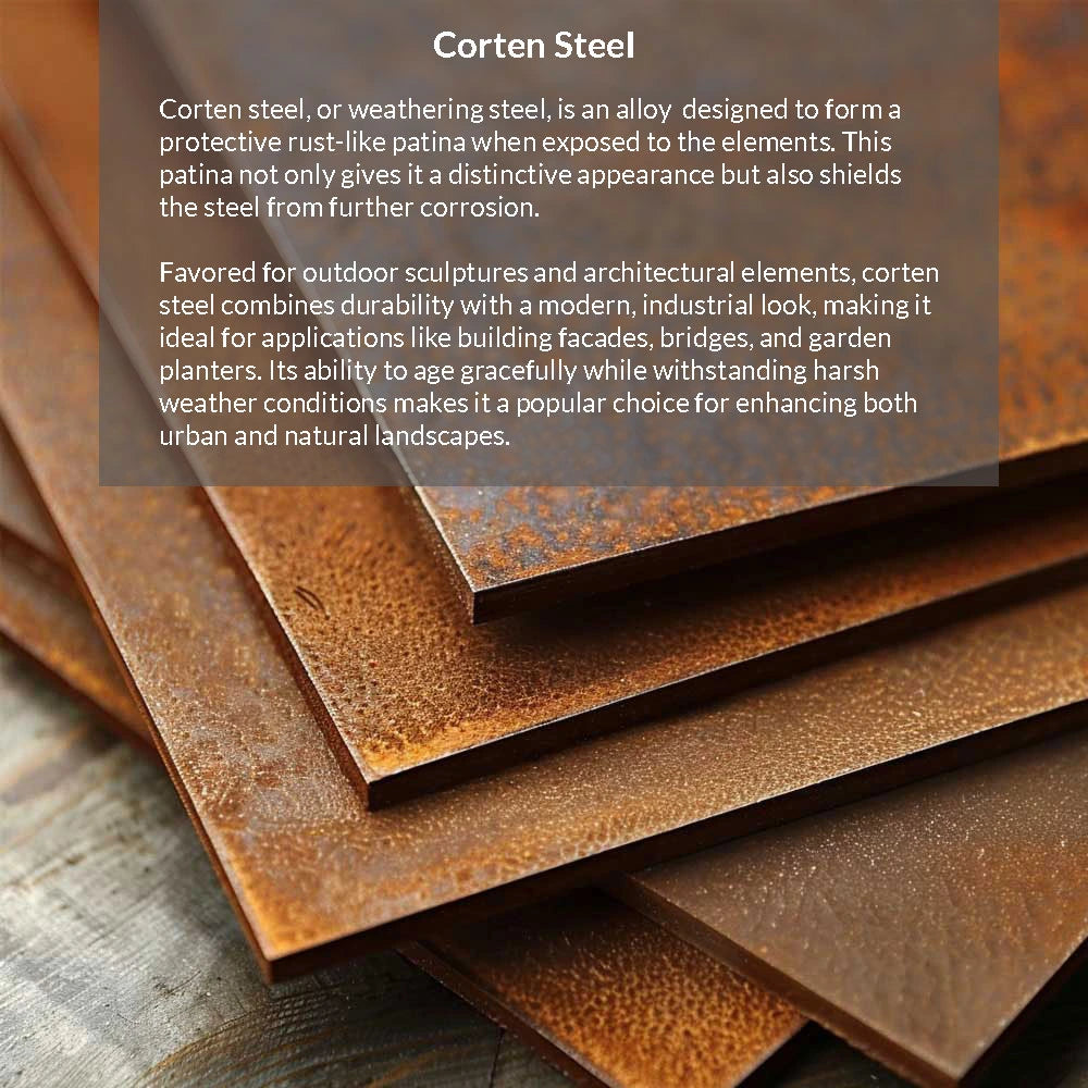 Pre-Rusted Corten Steel Straight Edge Cube Planter