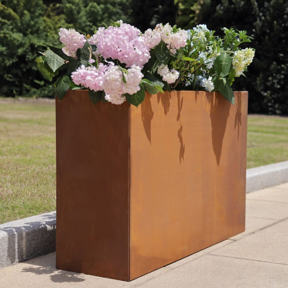 Pre-Rusted Corten Steel Straight Edge Tall Trough Planter