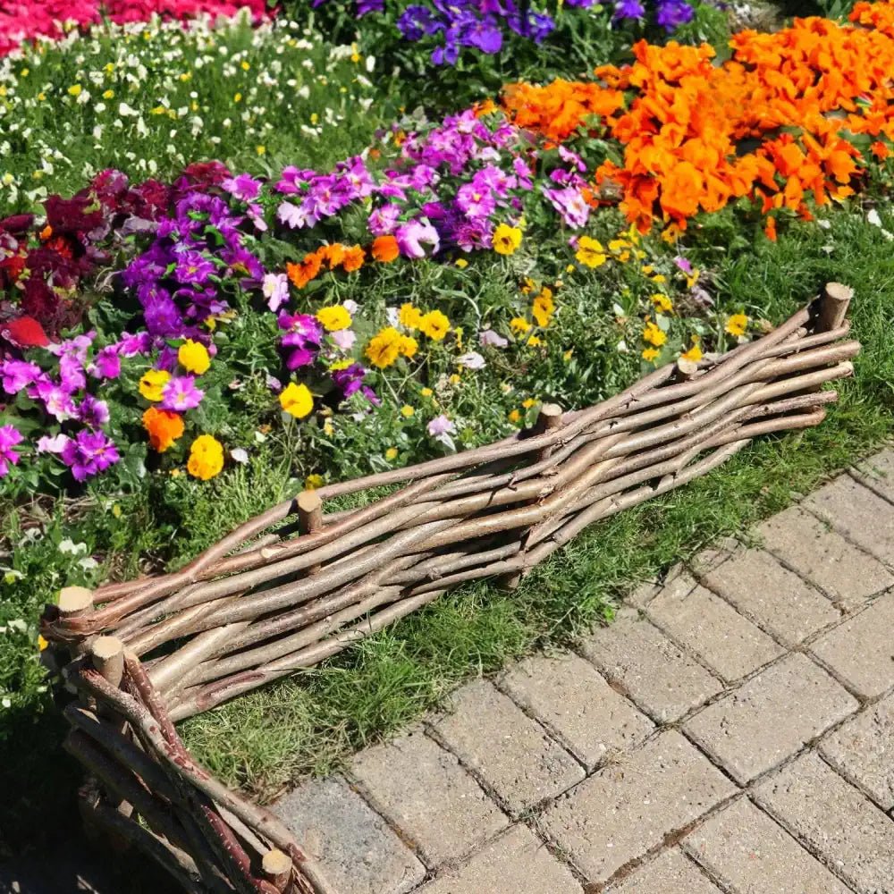 Woven Hazel Hurdle Lawn Edging – 22cm Height