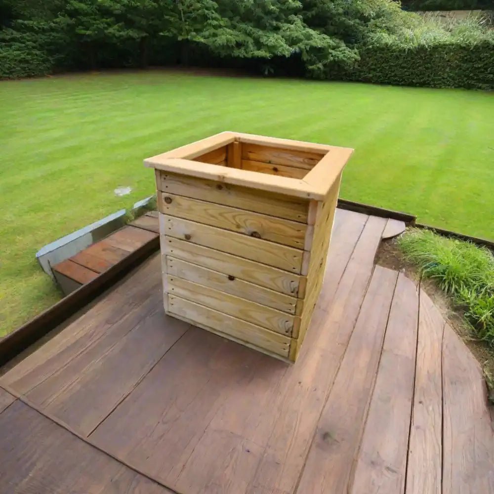 Deluxe Square Natural Redwood Planter