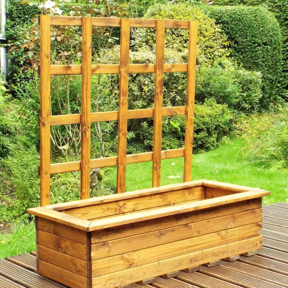 planter with trellis uk Premium Redwood Wooden Trough Planter with Trellis – Planters.co.uk