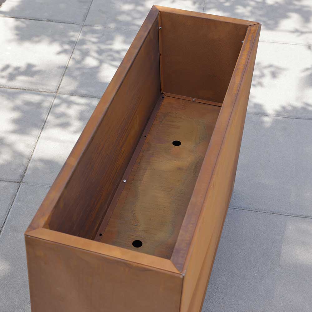Pre-Rusted Corten Steel Straight Edge Tall Trough Planter