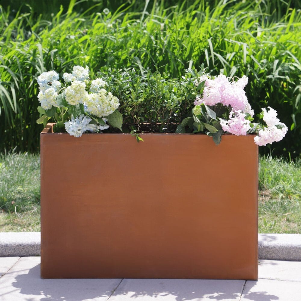 Pre-Rusted Corten Steel Straight Edge Tall Trough Planter