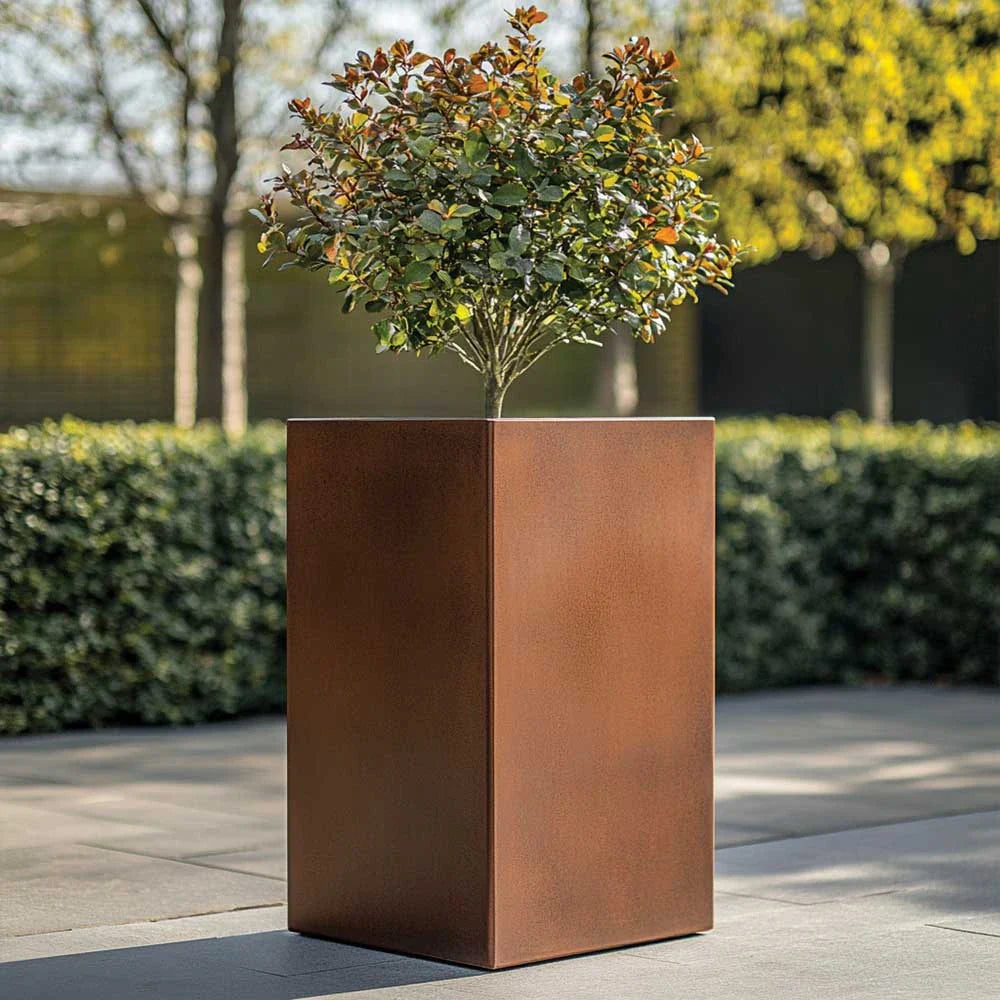 Zinc Galvanised Tall Square Planter