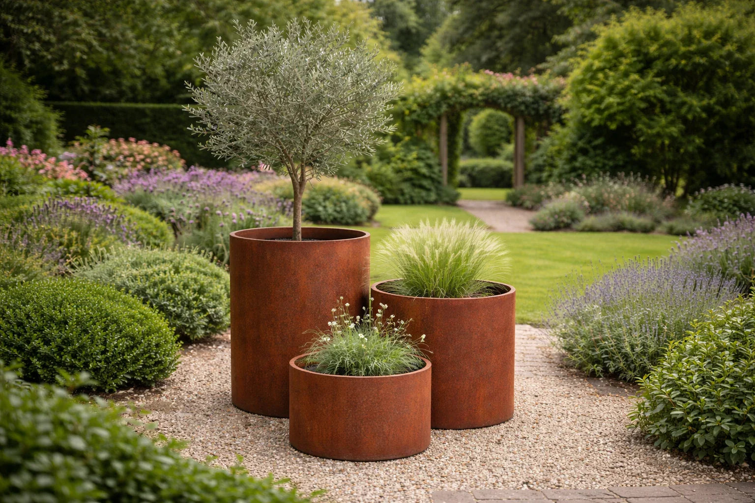 Cylinder and Round Planters: Timeless Style in Zinc and Corten Steel