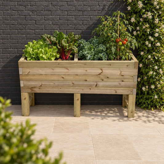Raised Super Heavy Duty Veg Trough planted in a garden setting (VEG02) #180cm(L) x 60cm(W) x 80cm(H)