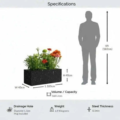 #Black Stone
#100cm(L) x 40cm(W) x 40cm(H)
#With Liner
#No Liner