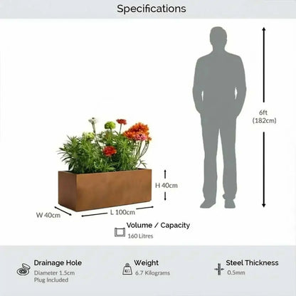 #Copper
#100cm(L) x 40cm(W) x 40cm(H)
#With Liner
#No Liner