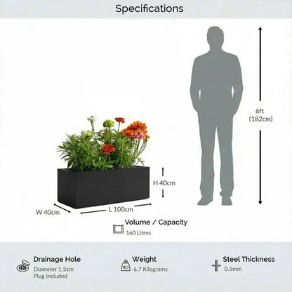 #Black
#100cm(L) x 40cm(W) x 40cm(H)
#With Liner
#No Liner