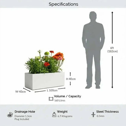 #White
#100cm(L) x 40cm(W) x 40cm(H)
#With Liner
#No Liner