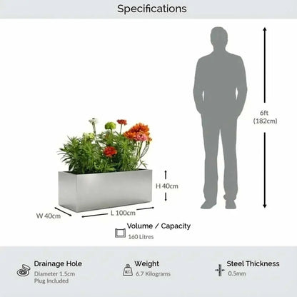 #Silver
#100cm(L) x 40cm(W) x 40cm(H)
#With Liner
#No Liner