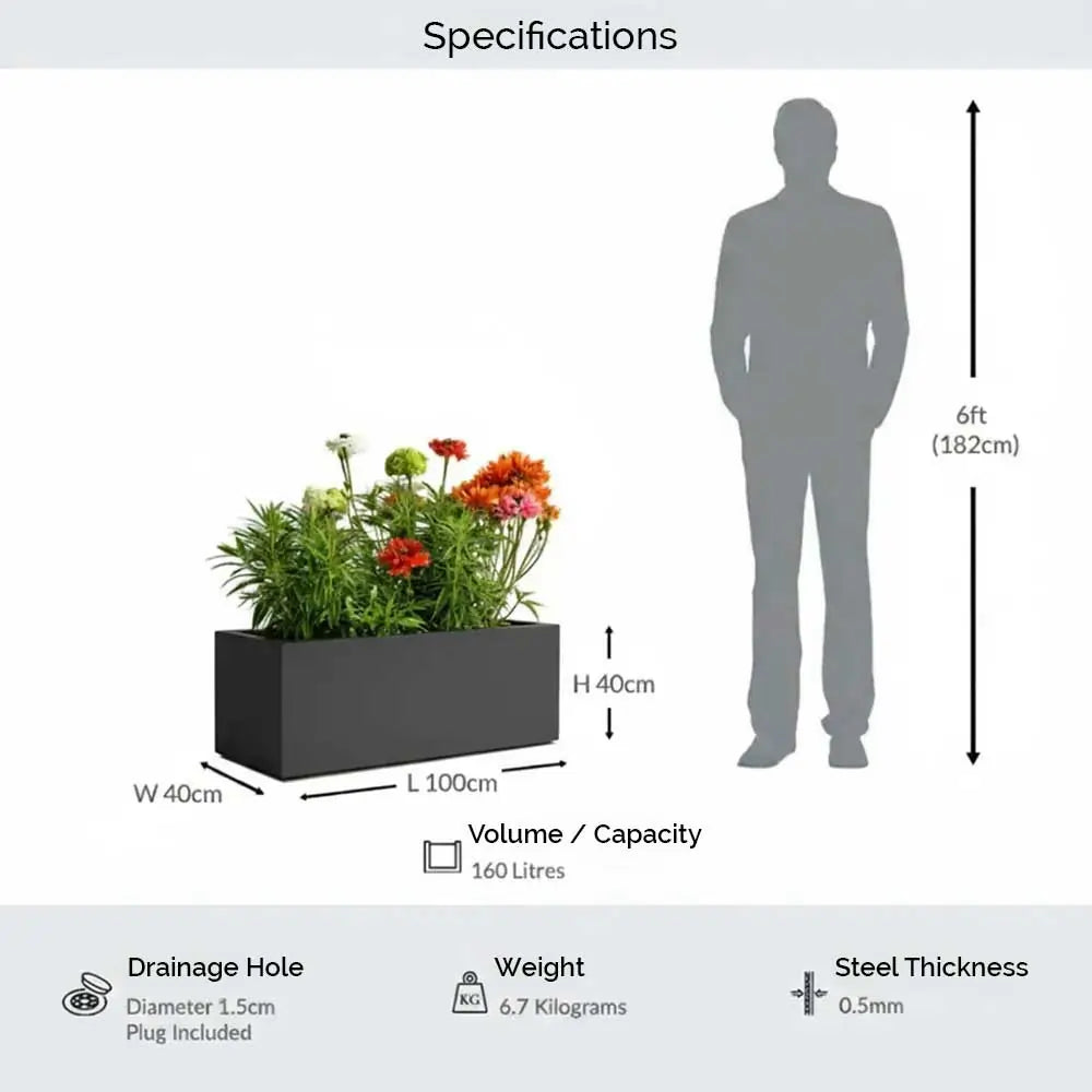 #Grey
#100cm(L) x 40cm(W) x 40cm(H)
#With Liner
#No Liner