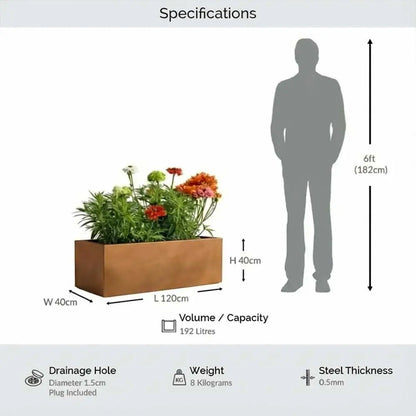 #Copper
#120cm(L) x 40cm(W) x 40cm(H)
#With Liner
#No Liner