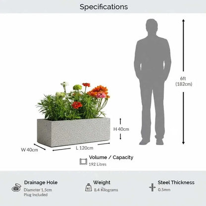 #Grey Stone
#120cm(L) x 40cm(W) x 40cm(H)
#With Liner
#No Liner