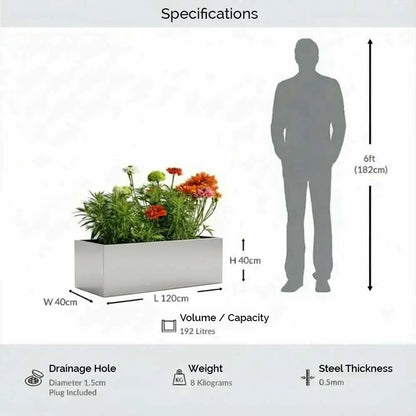 #Silver
#120cm(L) x 40cm(W) x 40cm(H)
#With Liner
#No Liner