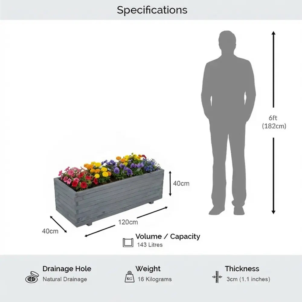 #grey
#120cm(L) x 40cm(W) x 40cm(H)
#With Liner
#No Liner