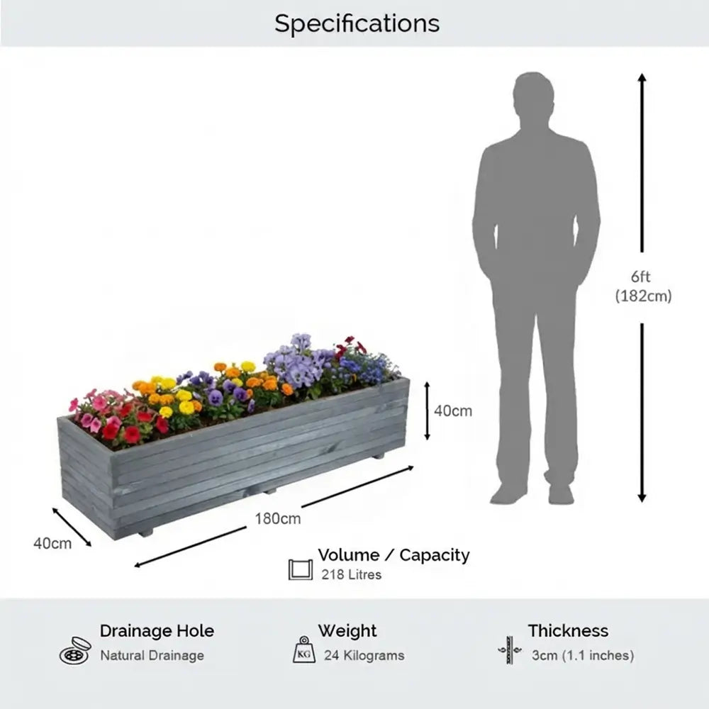 #grey
#180cm(L) x 40cm(W) x 40cm(H)
#With Liner
#No Liner