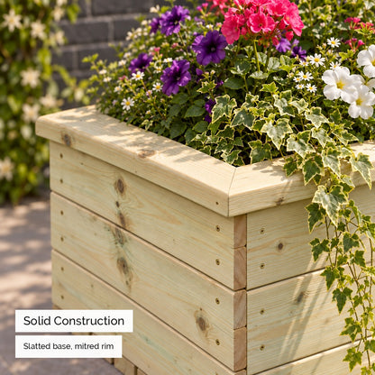 1m Deluxe Large Wooden Trough Planter - solid construction
