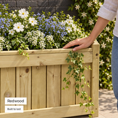 1m Elegant Redwood Trough Planter - redwood timber