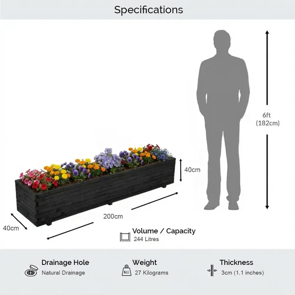 #black
#200cm(L) x 40cm(W) x 40cm(H)
#With Liner
#No Liner