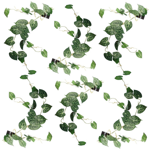 6 x 100cm Artificial Hanging Trailing Rounded Ivy Plant
