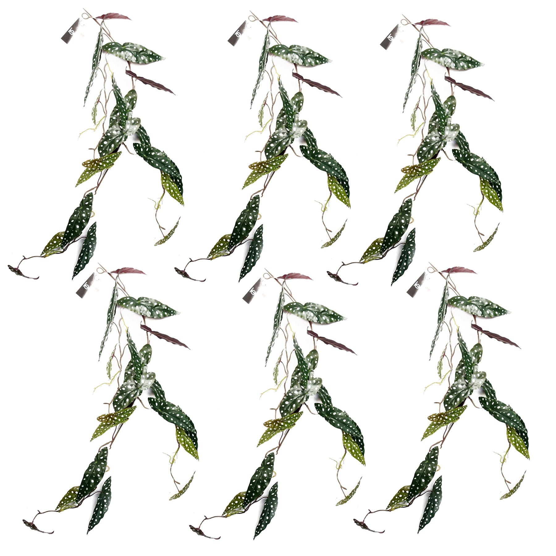 6 x 110cm Artificial Hanging Trailing Begonia Maculata Spotted Plant