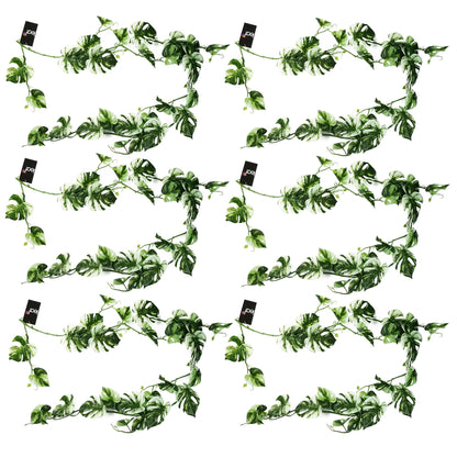 6 x 180cm Artificial Hanging Trailing Variegated Monstera Plant