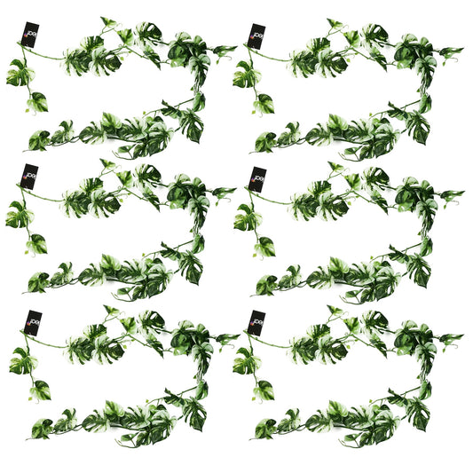 6 x 180cm Artificial Hanging Trailing Variegated Monstera Plant
