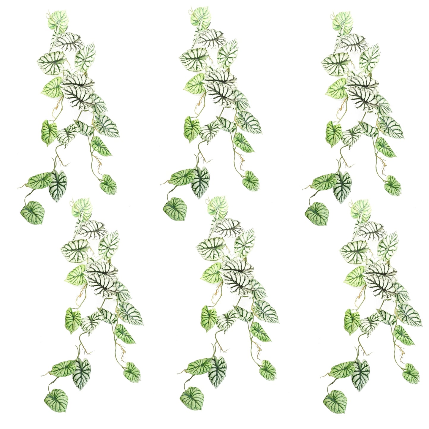 6 x 120cm Artificial Hanging Trailing Plant Alocasia Dragon Scale Light