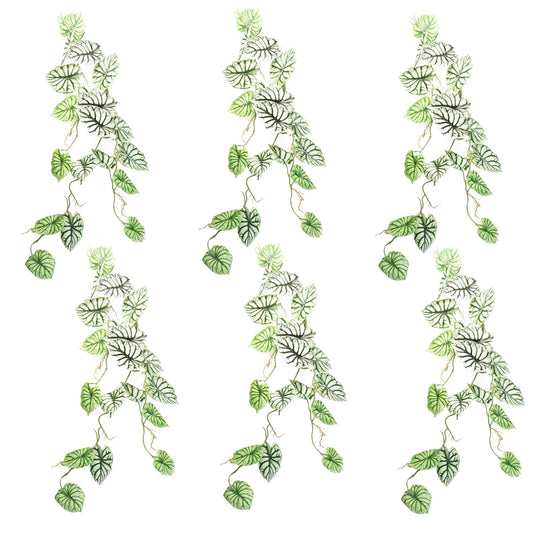 6 x 120cm Artificial Hanging Trailing Plant Alocasia Dragon Scale Light