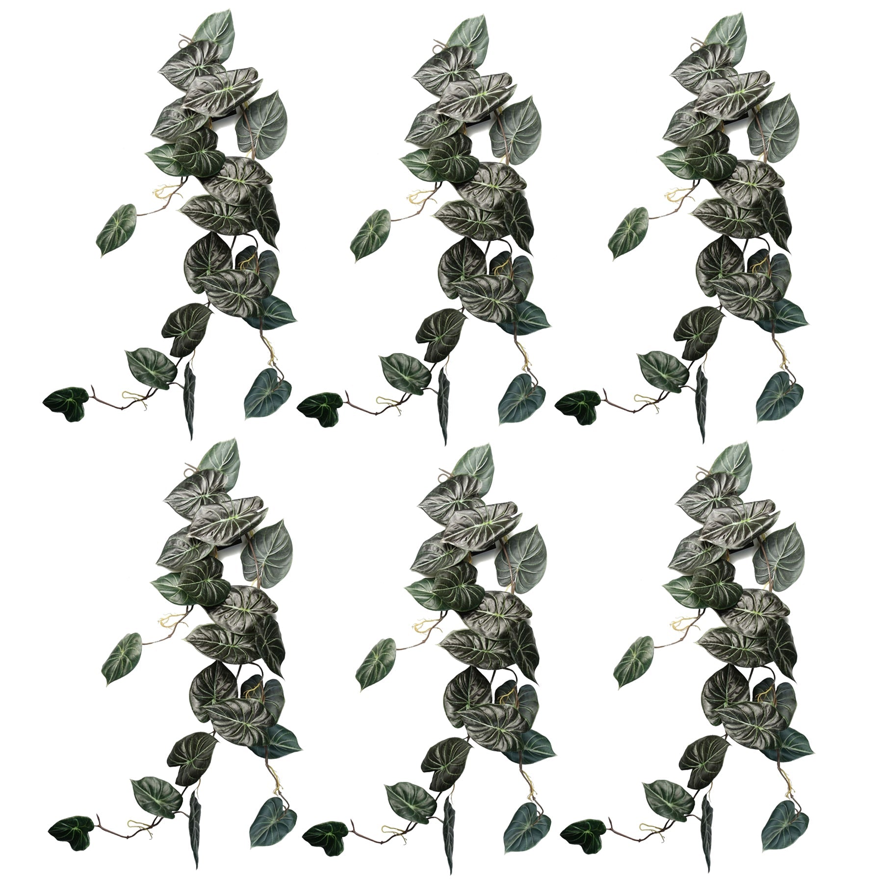 6 x 120cm Artificial Hanging Trailing Plant Alocasia Dragon Scale Dark
