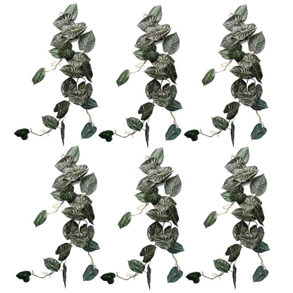 6 x 120cm Artificial Hanging Trailing Plant Alocasia Dragon Scale Dark
