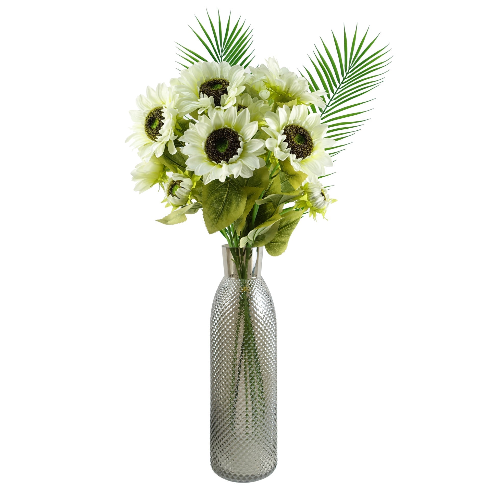 Pack of 6 x 88cm White Artificial Sunflower - 18 heads
