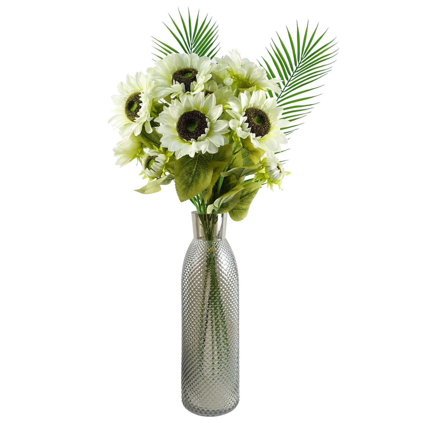 Pack of 6 x 88cm White Artificial Sunflower - 18 heads