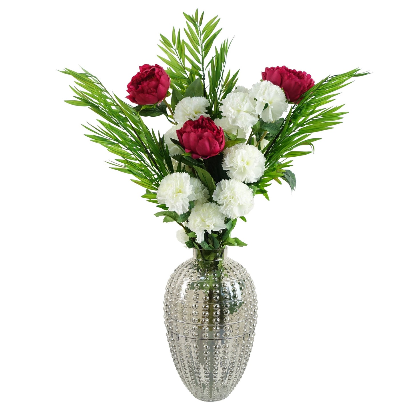 70cm White Artificial Carnation Stem - 4 Flowers