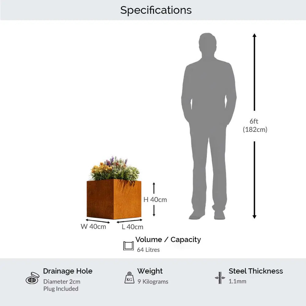 #40cm(L) x 40cm(W) x 40cm(H)
#With Liner
#No Liner