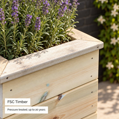 40cm Small Square Wooden Planter - FSC certified timber