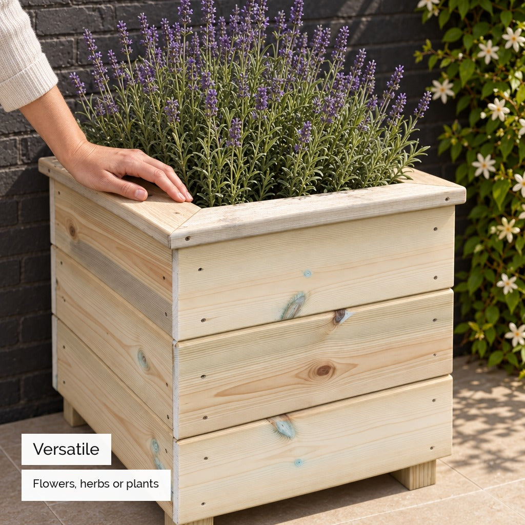 40cm Small Square Wooden Planter - versatile planter