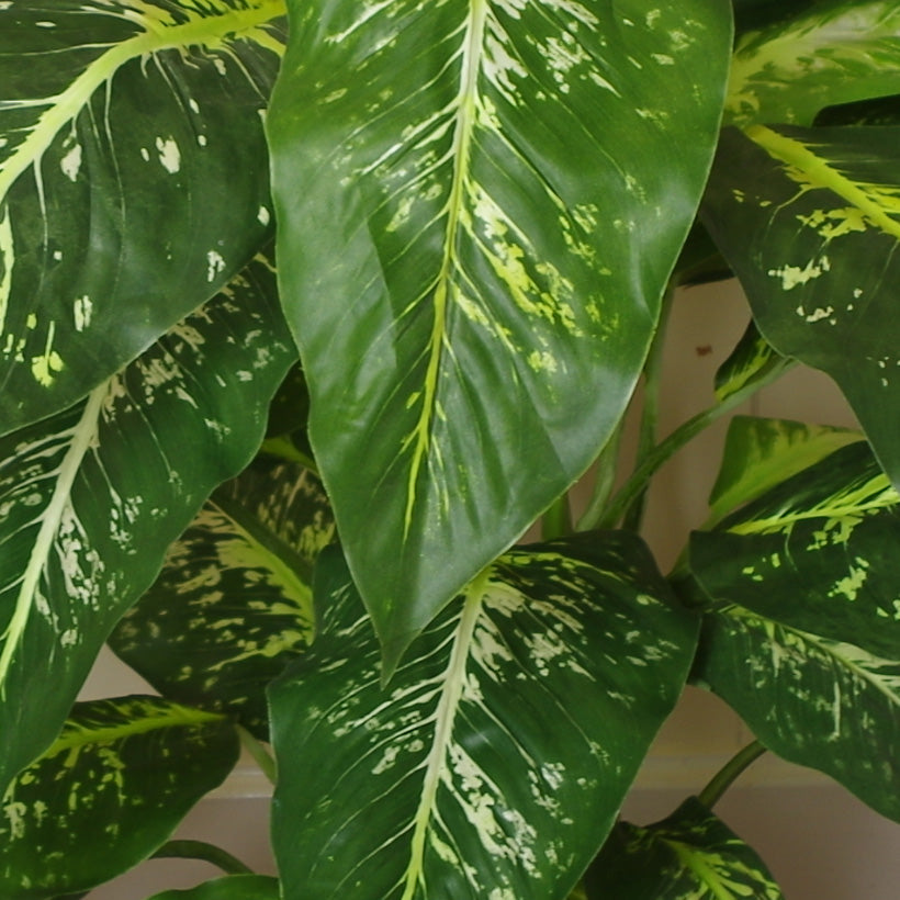 100cm Large Foxs Aglaonema (Spotted Evergreen) Tree Artificial Plant with Copper Metal Planter
