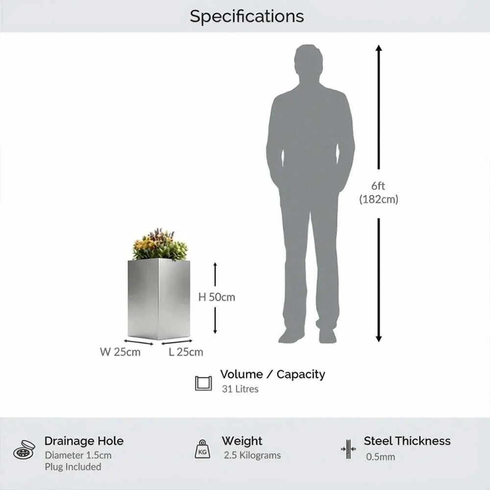 #25cm(L) x 25cm(W) x 50cm(H)
#silver