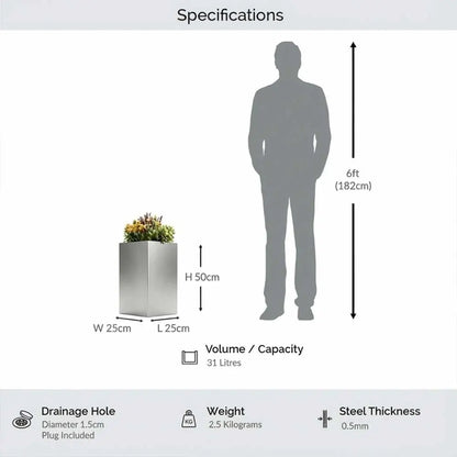 #25cm(L) x 25cm(W) x 50cm(H)
#silver