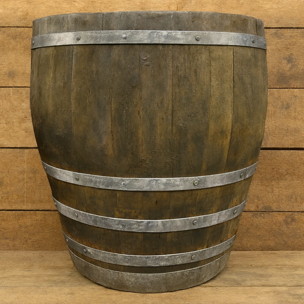 #90cm(D) x 94cm(H) 3/4 Barrel
#Natural Timber/Rustic Silver Band
#with Liner
#without Liner