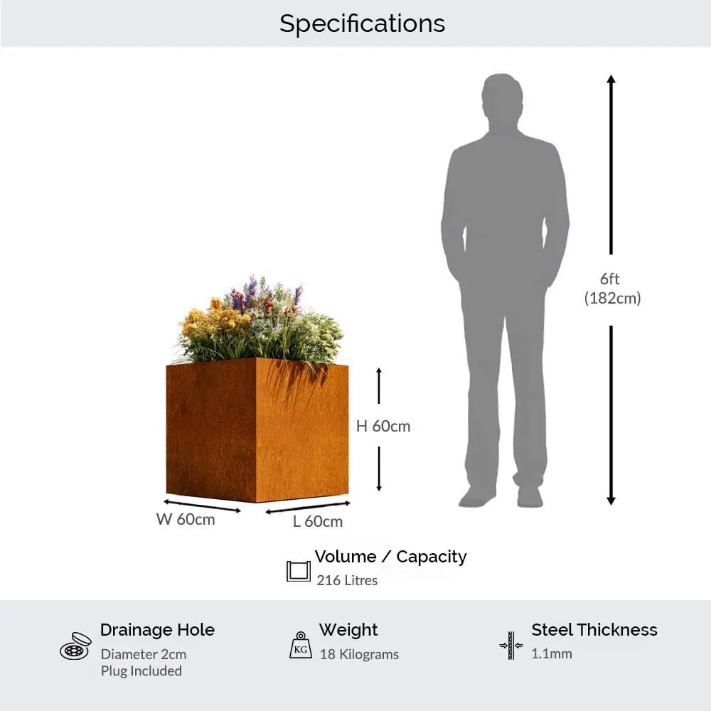 #60cm(L) x 60cm(W) x 60cm(H)
#With Liner
#No Liner