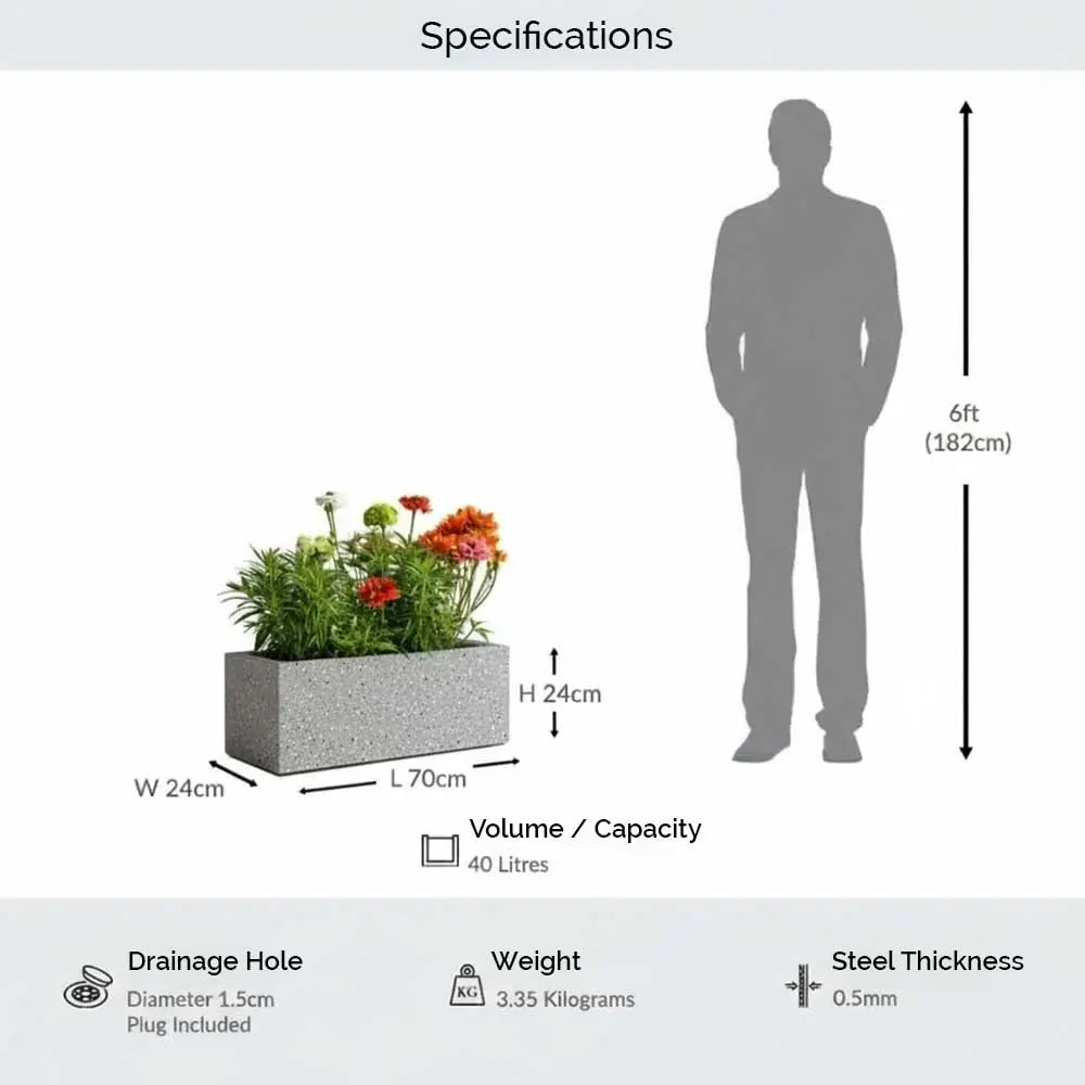 #Grey Stone
#70cm(L) x 24cm(W) x 24cm(H)
#With Liner
#No Liner