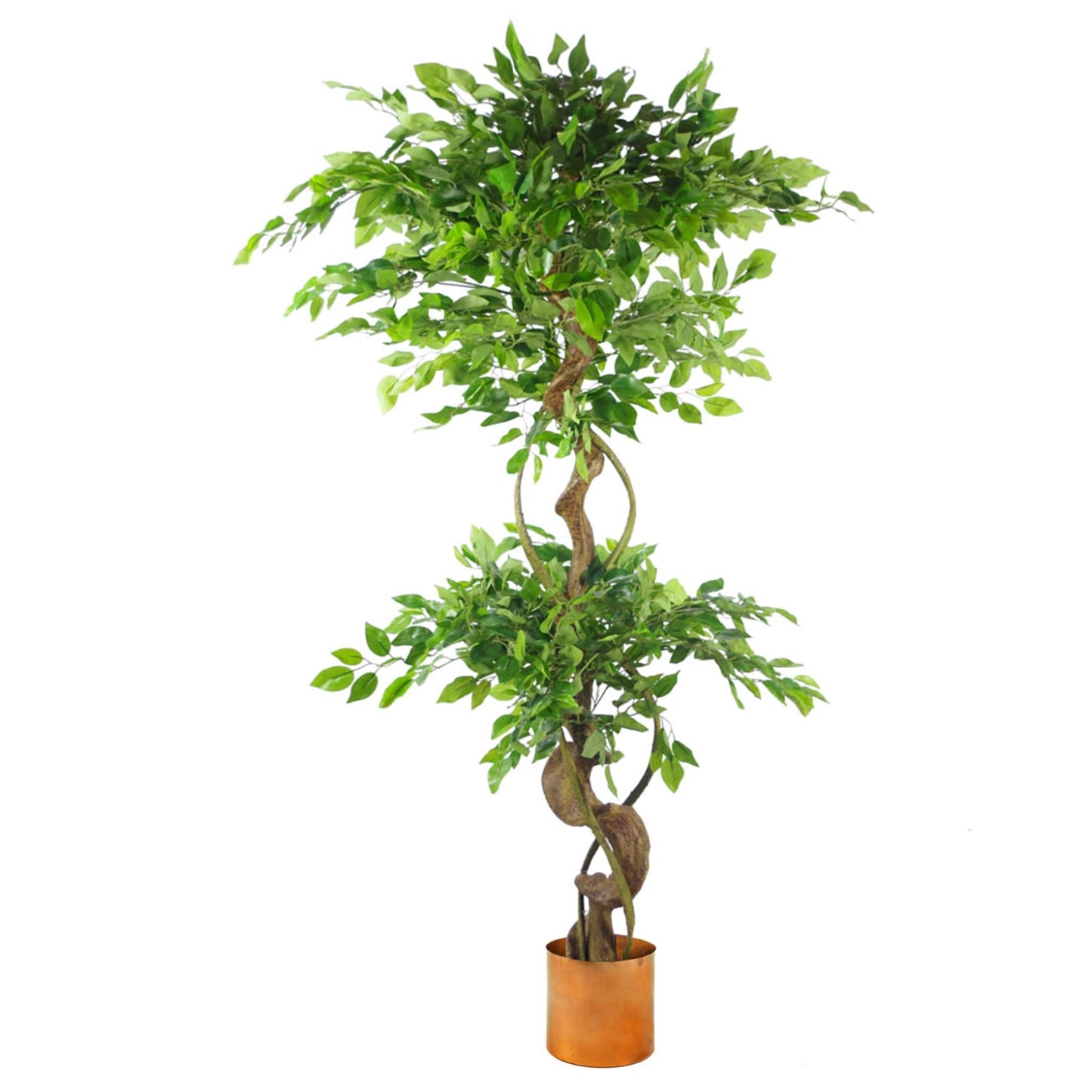 150cm Twisted Trunk Artificial Japanese Fruticosa Ficus Tree Copper Planter