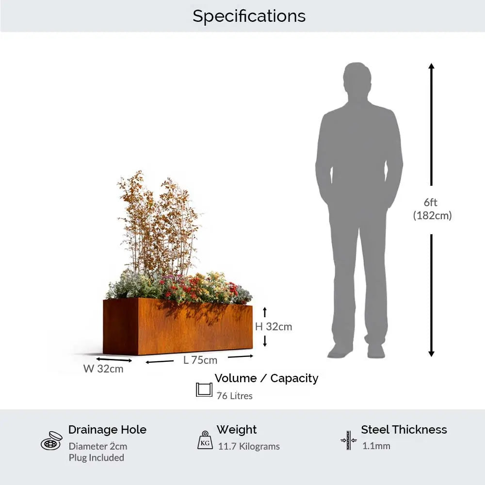 #75cm(L) x 32cm(W) x 32cm(H)
#With Liner
#No Liner