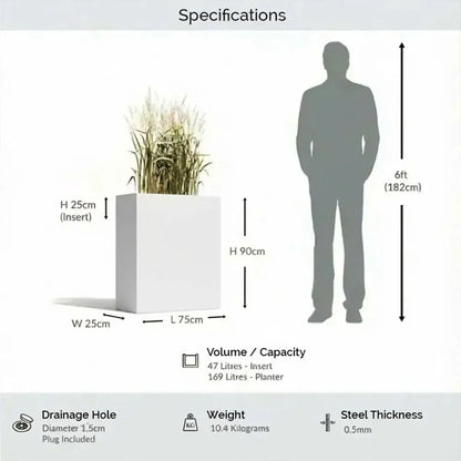 #75cm(L) x 25cm(W) x 90cm(H)
#white